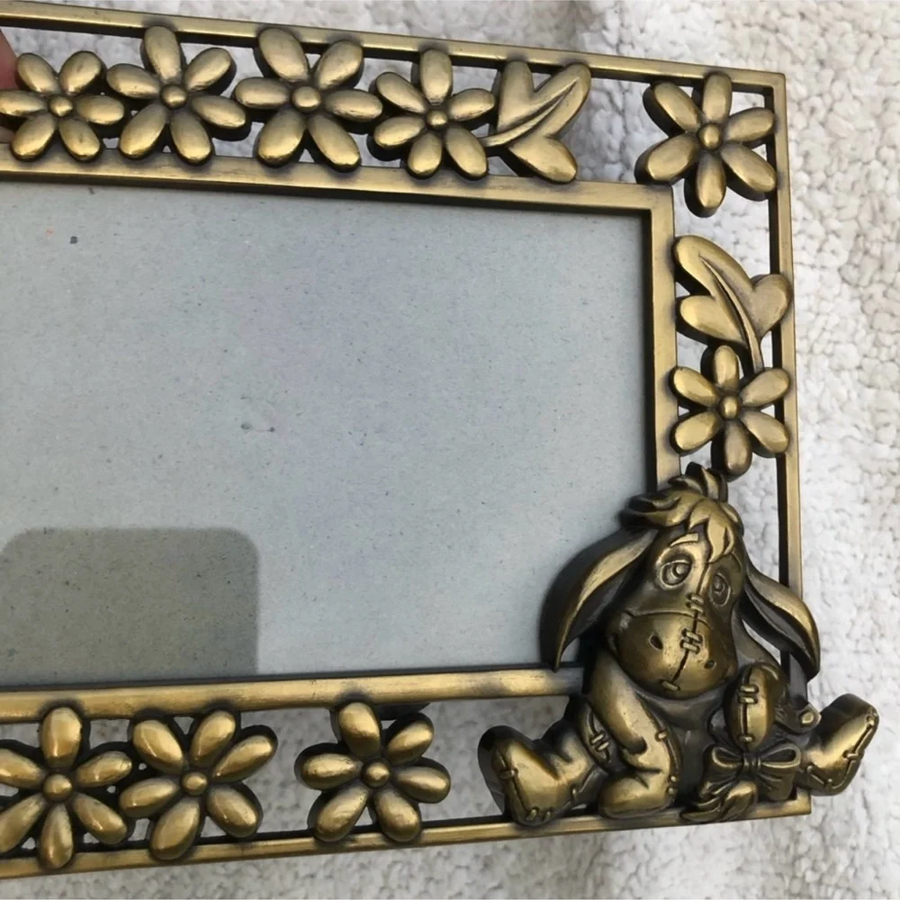 Winnie the Pooh Eeyore gold metal brass picture frame Walt Disney collectible